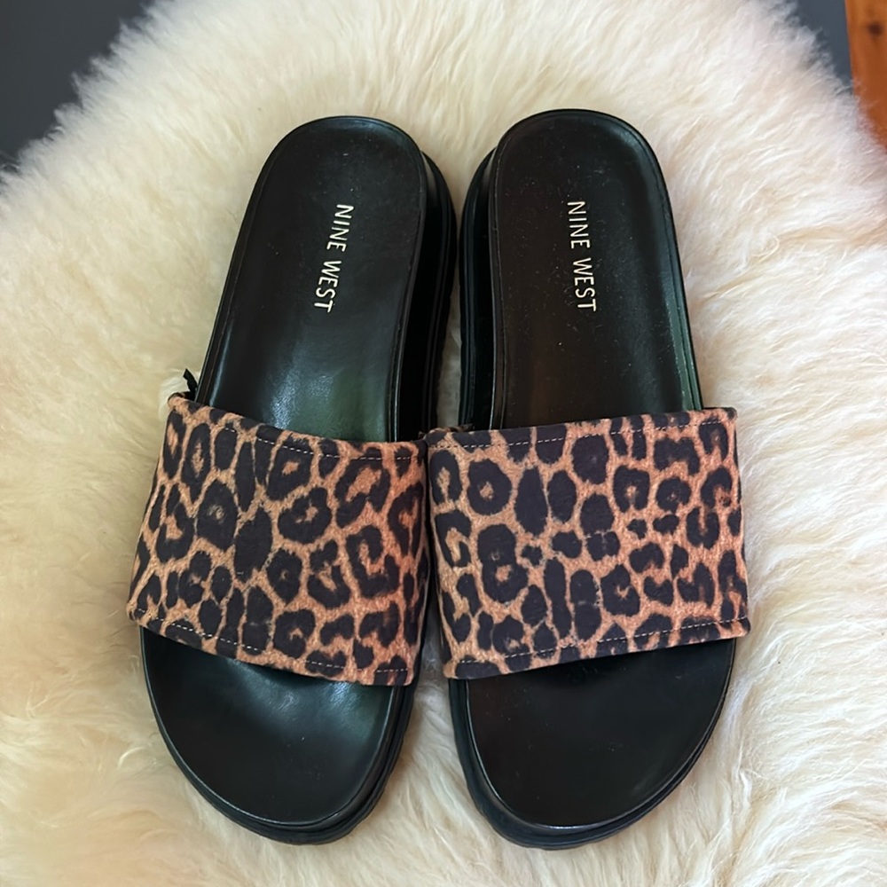 Nine West Cheetah Slides